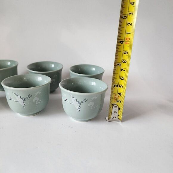 Set Of 6 DAE WON Crane Fine China Tea Cups - Picture 8 of 10